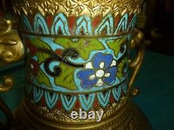 12 Large Antique Chinese Republic Period Cloisonne Vase Brass read