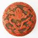 18th C. Antique Large Chinese Lacquer Cinnabar Box Bowl Wood Dragon 5 Claws