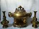 19 Th Vietnamese Chinese Large Gilt Bronze Incense Burner With Vases