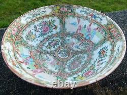 19thC LARGE CANTON FAMILLE ROSE BOWL TYPICALLY DECORATED & VERY GOOD COND