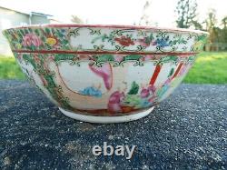 19thC LARGE CANTON FAMILLE ROSE BOWL TYPICALLY DECORATED & VERY GOOD COND