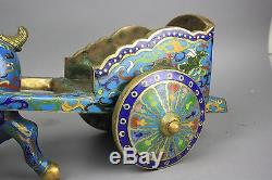 19th/20th C. Chinese Large Cloisonné Horse And Cart