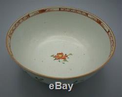 19th C Antique Chinese Fine Large Famille Rose Bowl With Floral Design
