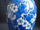 19th. C. Chinese B & W Large Prunus Blossom Baluster Vase & Cover. Kangxi Mark