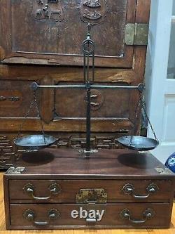 19th Century Antique Chinese Large Balance Scale Hardwood Case