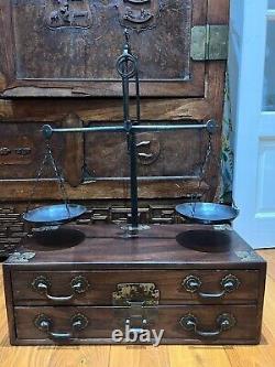 19th Century Antique Chinese Large Balance Scale Hardwood Case