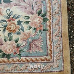 20thC, vintage, large, room size, wool, Chinese, floral, yellow, rug, 9' x 12', thick pile