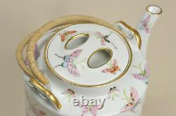 20th Vtg FINE Chinese PRC Fencai HUNDRED BUTTERFLY Large Porcelain Teapot