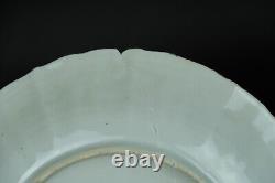 28 cm large antique deep chinese porcelain plates with birds and landscape 18thC