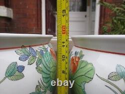 2 Superb Oriental Chinese Large Fish Bowl / planter Plant Pots