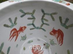 2 Superb Oriental Chinese Large Fish Bowl / planter Plant Pots