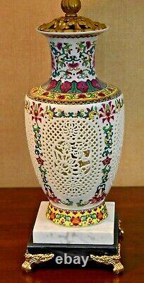 30 Chinese Porcelain Vase Lamp Pierced Carved/reticulated Asian Oriental