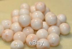 33 Antique Pink Coral Extra Large 10mm Beads Estate Jewelry Chinese