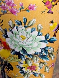 38 Tall Large Pair Chinese Porcelain Vase Lamps Handmade Cloisonne Japanese
