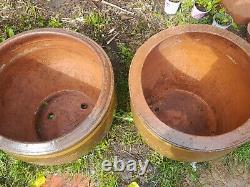 4 Large Antique Chinese Brown Glaze Dragon Jardiniere Pot Planters