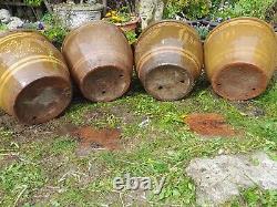 4 Large Antique Chinese Brown Glaze Dragon Jardiniere Pot Planters