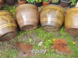 4 Large Antique Chinese Brown Glaze Dragon Jardiniere Pot Planters