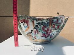 A 19th c. Antique Chinese Canton Rose Medallion LARGE Punch Bowl