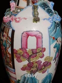 A Chinese Antique Porcelain Large Canton Famille Rose Vase Qianlong 18th Century