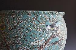 A Large 20th Century Chinese Porcelain Famille Magpie Prunus Enameled Jardiniere