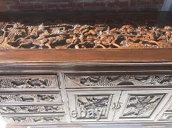 A Large And Impressive Chinese Carved Mahogany Sideboard