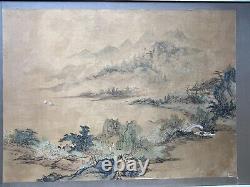 A Large Antique Japanese / Chinese Watercolour On Silk Research Required