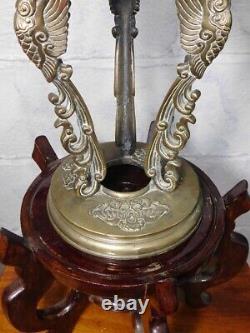 A Large Antique Oriental Chinese Incense Burner On Stand