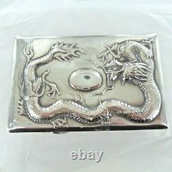 A Large, Antique Sterling Silver, Chinese Hinged Trinket Box