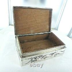 A Large, Antique Sterling Silver, Chinese Hinged Trinket Box