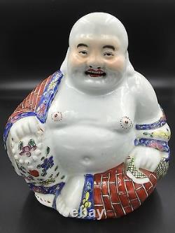 A Large Chinese Porcelain Sitting Laughing Buddha