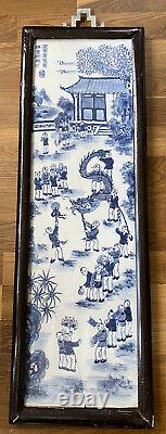 A Large Chinese Porcelian Plaque Blue and White 100 Boys 20th Century