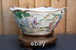 A Large Chinese Qing Dynasty Famille Rose Bowl With Stand