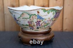 A Large Chinese Qing Dynasty Famille Rose Bowl With Stand