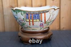 A Large Chinese Qing Dynasty Famille Rose Bowl With Stand