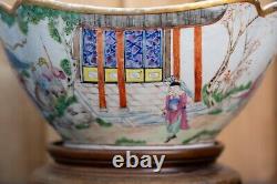 A Large Chinese Qing Dynasty Famille Rose Bowl With Stand