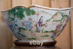 A Large Chinese Qing Dynasty Famille Rose Bowl With Stand