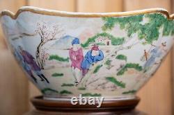 A Large Chinese Qing Dynasty Famille Rose Bowl With Stand