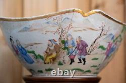 A Large Chinese Qing Dynasty Famille Rose Bowl With Stand