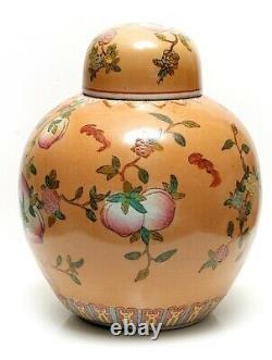 A Large Vintage Chinese Polychrome Porcelain Ginger Jar MID 20th Century