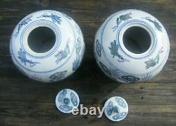 A Pair Of Very Large Chinese Dragon Ginger Jar 10 Tall