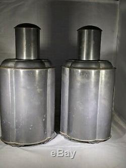 A Pair of Extra Large Chinese Antique 1940's Pewter Tea Caddy, Height 10.5