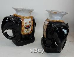 A Pair of Rare Antique Chinese Large Black Glazed Elephant Garden Seats 21