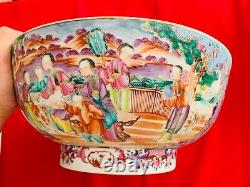 A Super RARE 18th Century Chinese Qing Dynasty Lovable Blue Large Punch Bowl