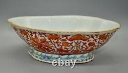 A Very Large Chinese/ Oriental Square Section Foliate Dish, Qing Dynasty, Marked