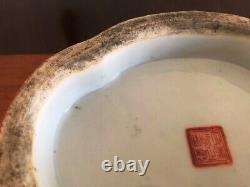 A Very Large Chinese/ Oriental Square Section Foliate Dish, Qing Dynasty, Marked
