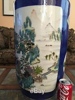 A Very Large and Massive Chinese Powder Blue Porcelain Vase