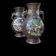 A Good Looking Large Pair Of Chinese Bronze Vases. Champlevé Or Cloisonné