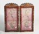 A Large Pair Of Embroidered Silk Panels, Mother Of Pearl Frames. Qing Dynasty