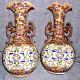 A Large Vintage Pair Of Stunning Decorative Ceramic Vases Hand Decorated 15 Ht