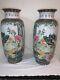 A Pair Of Chinese Antique Ink And Enamel Color Porcelain Large Vases H 52cm